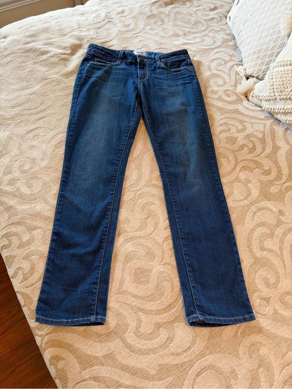 PAIGE Skyline Ankle Peg Jeans 29 Medium Wash Stretch Denim - Picture 4 of 14